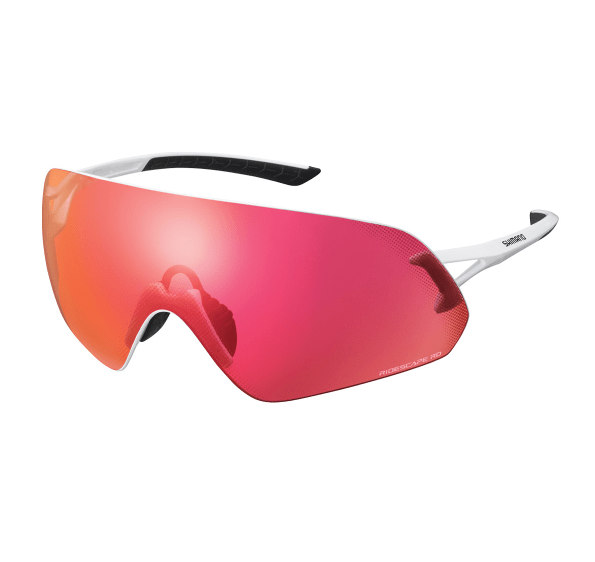 Shimano Aerolite P Sunglasses - Metallic White / Red Ridescape Road Lens