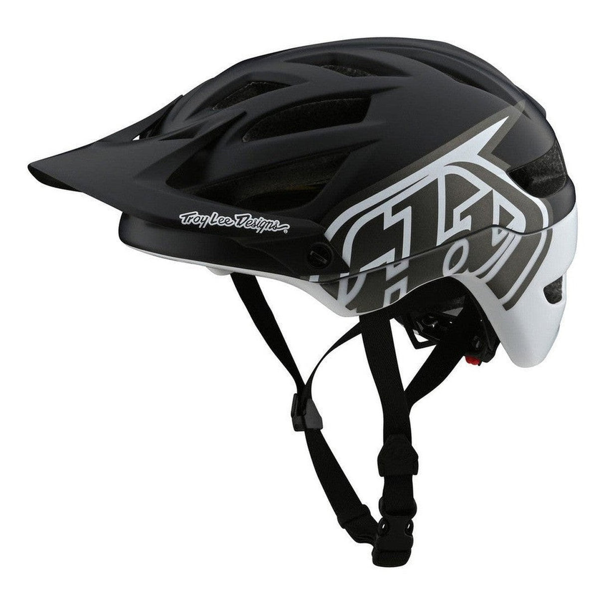 Troy Lee Designs A1 AS MIPS Helmet - Black/White Left Side