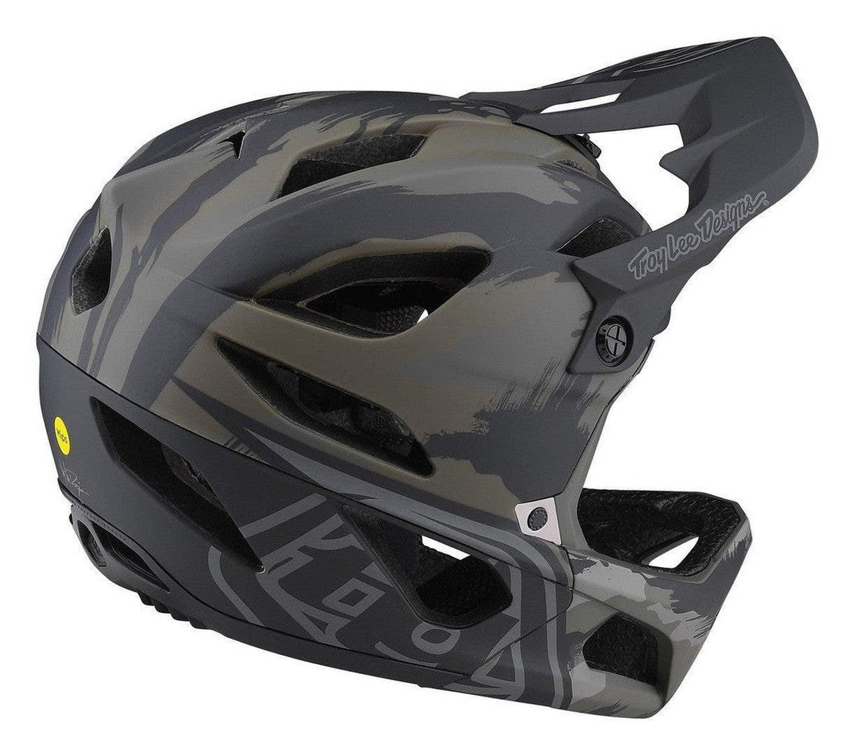 TLD Stage MIPS Helmet Brush Camo Military Back Angle Right