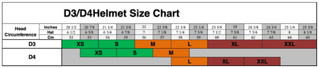 Troy Lee Designs D4 Carbon Helmet - Size Chart